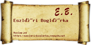 Eszlári Boglárka névjegykártya