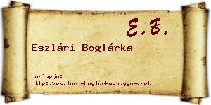 Eszlári Boglárka névjegykártya